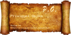 Privigyei Opika névjegykártya